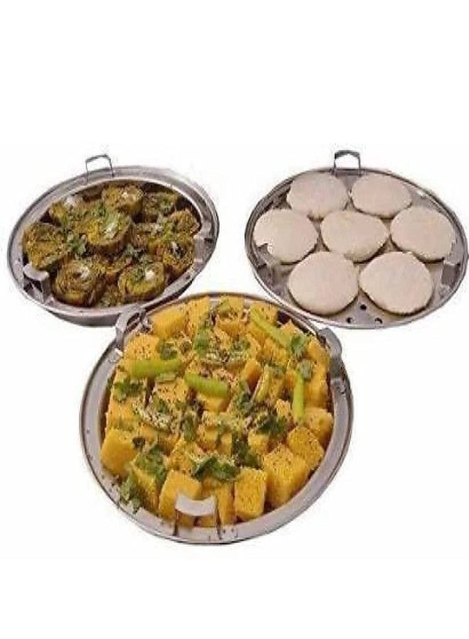 Silvester Stainless Steel Multi Kadai Idli cooker steamer with Copper Bottom All-in-One Big Size dhokla cooker | 5 Plate 2 Idli | 2 Dhokla | 1 Patra | Momo steamer | 3 in 1 | Idli maker steamer - Image 3